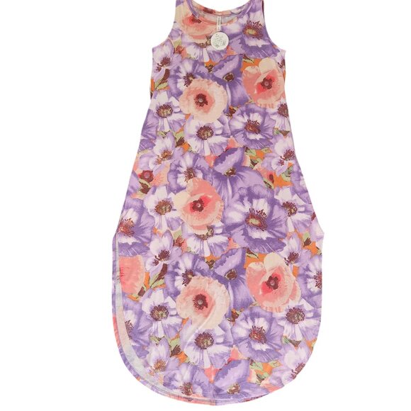 Zenana Viscose Stretch Sleeveless Round Neck Dress Flower Design - Picture 2 of 5